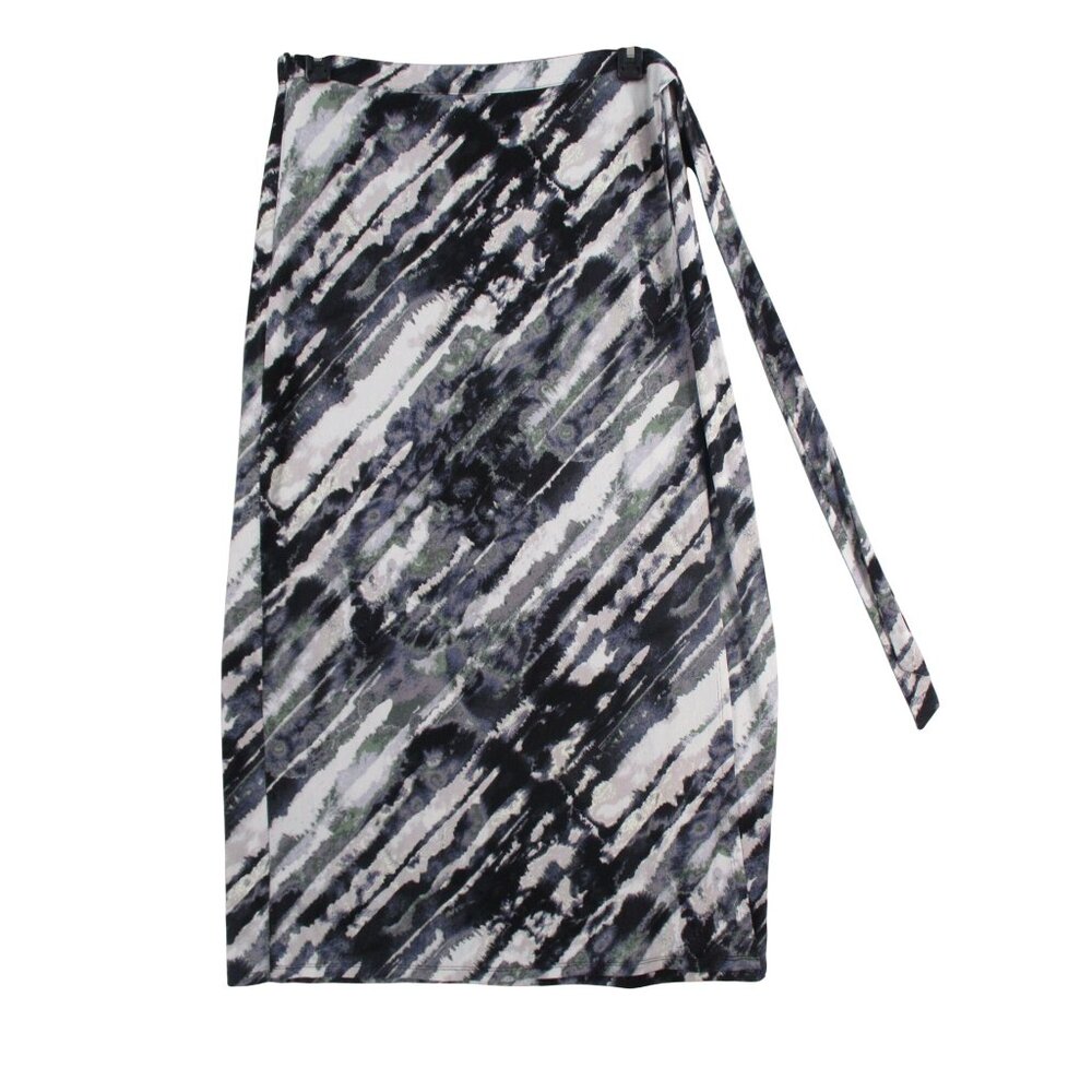 Abstract Print Wrap Skirt By C Est.‎ 1946 Size 14/16W Polyester Blend Black/Gray